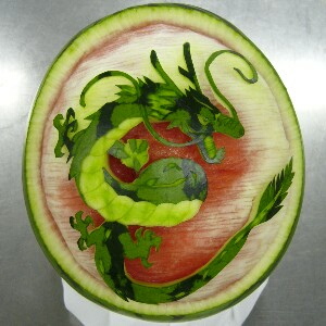 Watermelon Carving: Dragon.