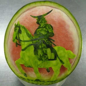 Watermelon Carving: The Samurai (Date Masamune).