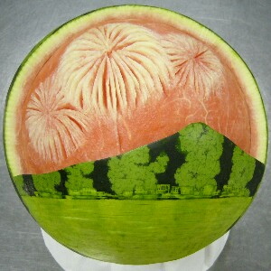 Watermelon Carving: Fireworks.