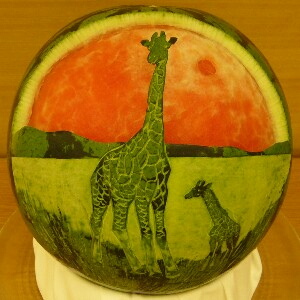 Watermelon Carving: Giraffes.