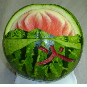 watermelon sculpture: Fire Festival. (Kumamoto Japan)