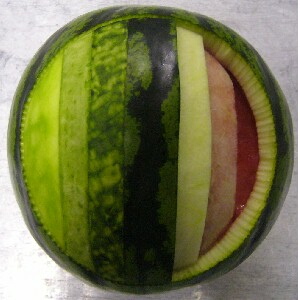 watermelon sculpture: Seven Colors of Watermelon.