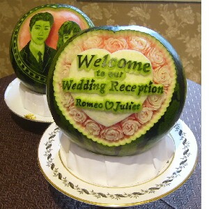 watermelon sculpture: Wedding Reception.