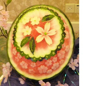 watermelon sculpture: Cherry Blossom.