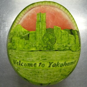 watermelon sculpture: Welcome to Yokohama (Japan)