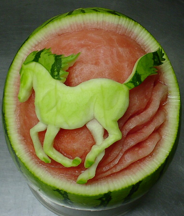 Watermelon Carving: The horse.