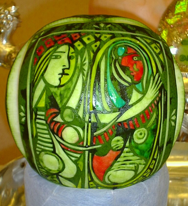 Watermelon Carving: Pablo Picasso. Girl Before a Mirror.