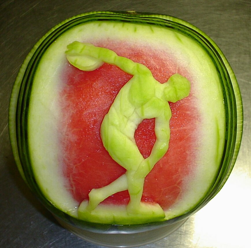 Watermelon Carving: Myron. Discobolus.