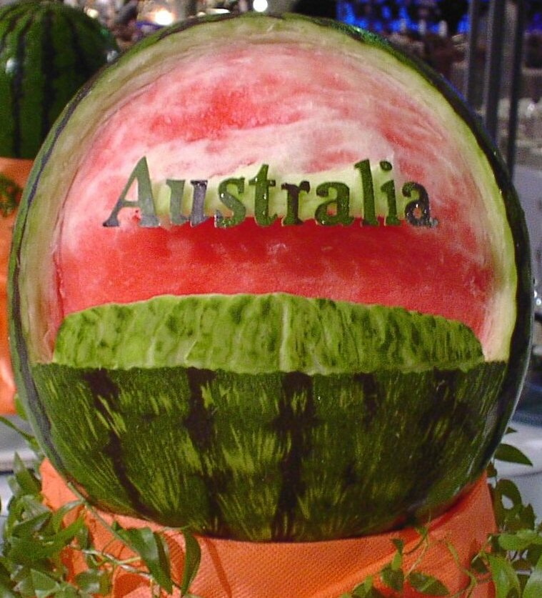 Watermelon Carving: Australia. (Ayers Rock, Uluru)