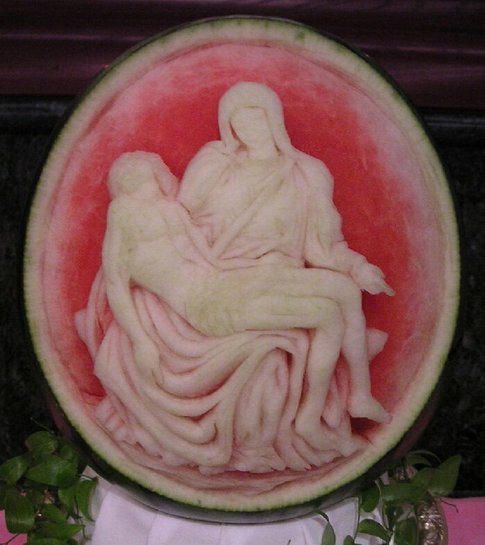 Watermelon Carving: Pieta. (Michelangelo)