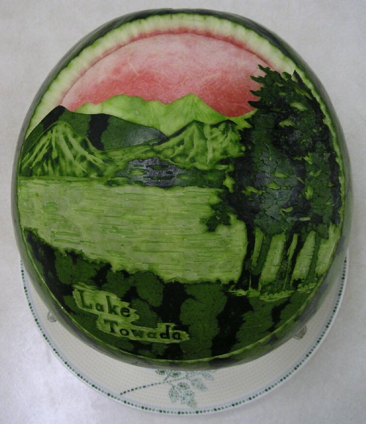 Watermelon Carving: Lake Towada. (Japan)