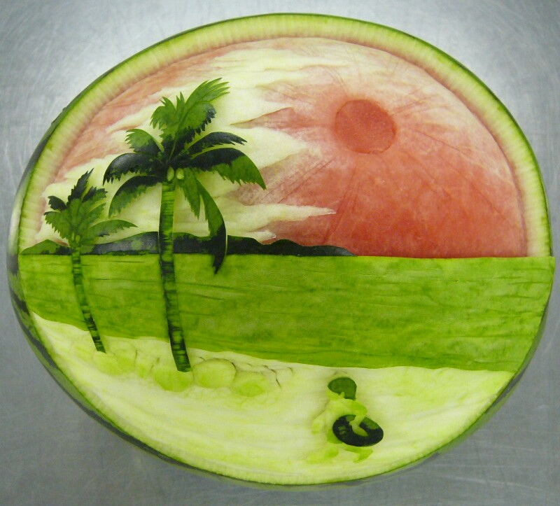 Watermelon Carving No.149: Summer at a Beach Resort.