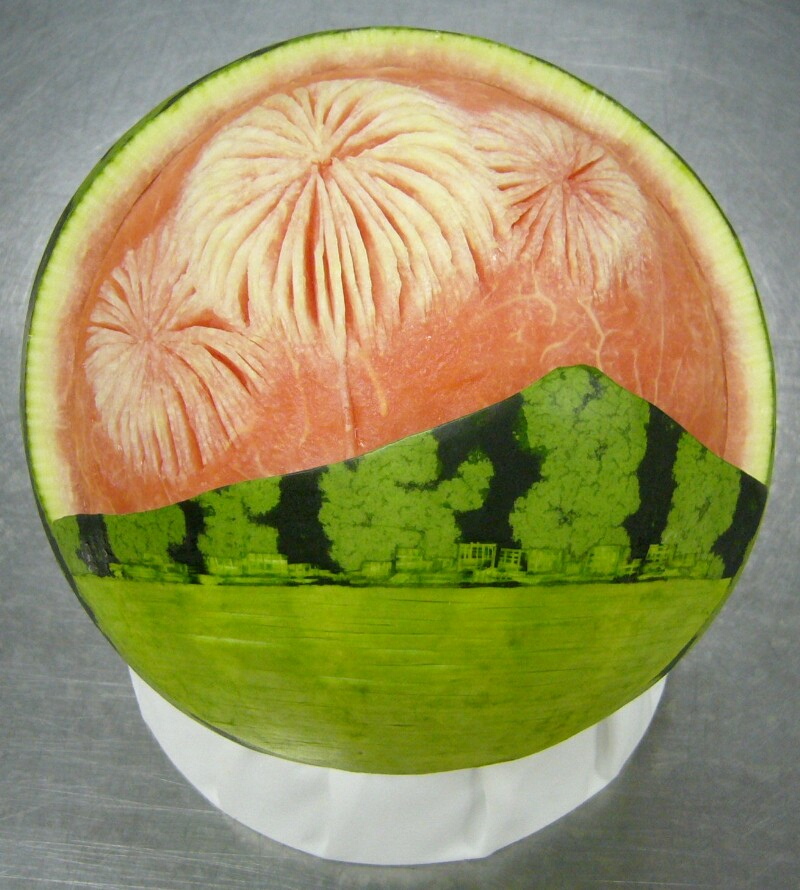 Watermelon Carving No.151: Fireworks.