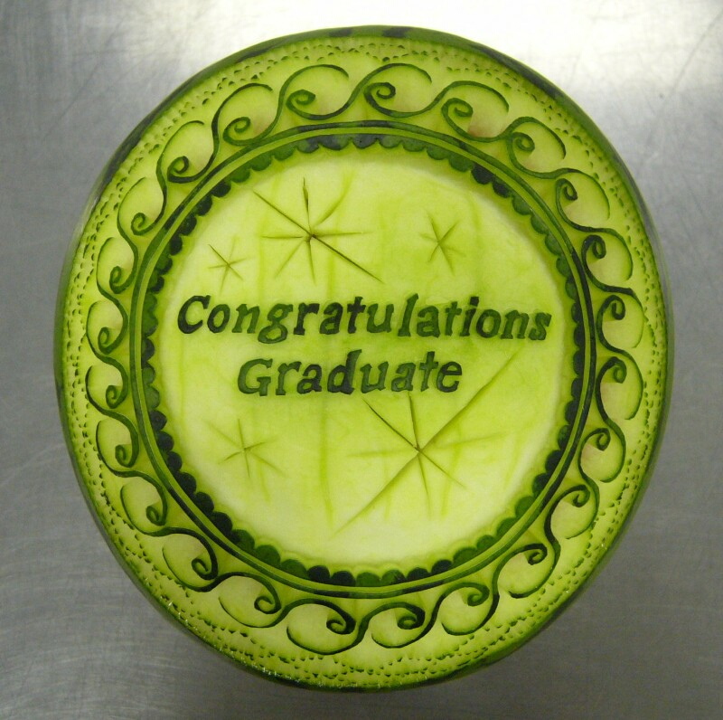 Watermelon Carving No.162: Congratulations Graduate.